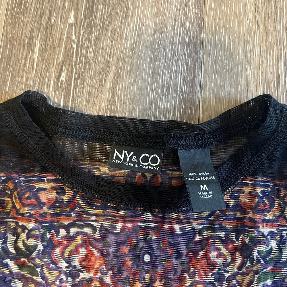 NY & Co Multicolor Mesh Long sleeve Top